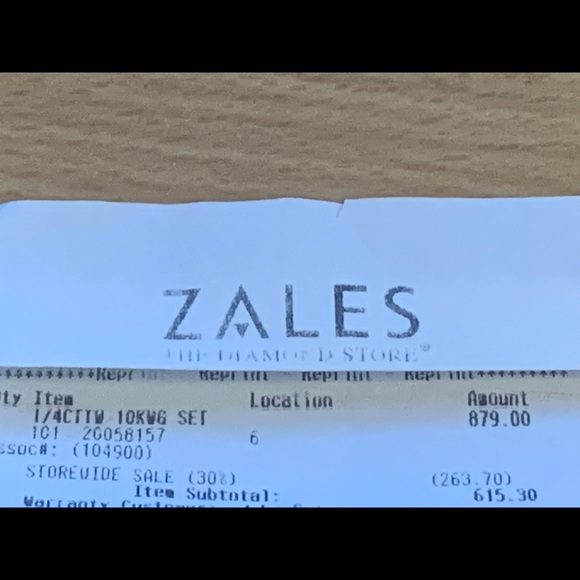 1/4 CT 10KWG wedding set (2 pieces) see photos from Zales originally $879 sz 4.5 - Picture 6 of 6